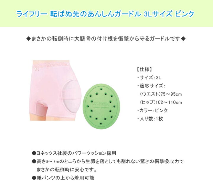 楽天市場 ライフリー 転ばぬ先のあんしんガードル 3lサイズ ピンク ユニ チャーム ウエストサイズ75 95cm オアシスプラス
