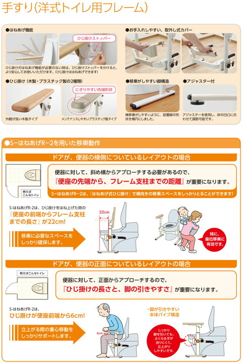 楽天市場】安寿 洋式トイレ用フレーム S-はねあげR-2 木製ひじ掛け 