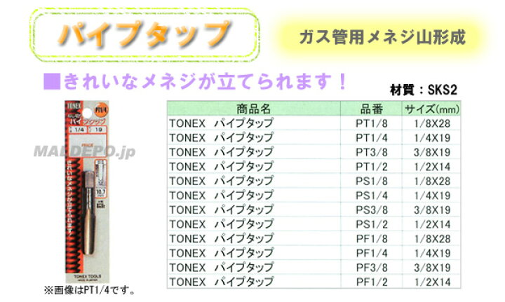 704円 買い誠実 三共コーポレーション TONEX パイプタップ 1 2×14 PT1 2