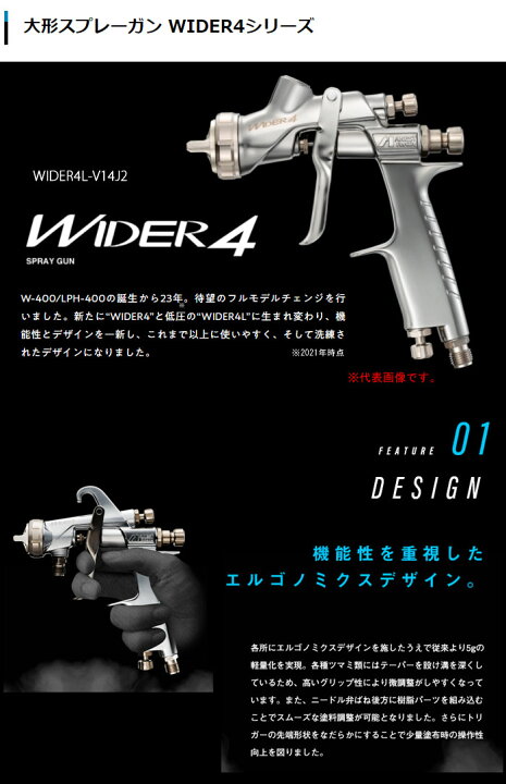 楽天市場】低圧大形スプレーガン WIDER4 センターカップ 重力式(ノズル 