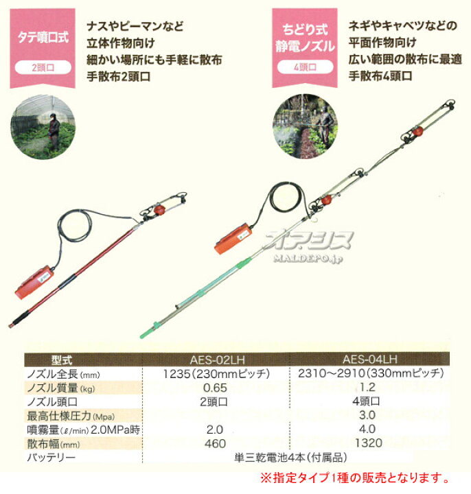 楽天市場】静電ノズル フロリア AES-04LH 有光工業(アリミツ) 4頭口 