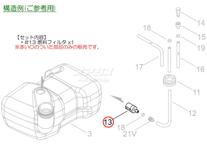 楽天市場】燃料フィルタA 共立(kioritz) ミニ動噴 SHP700用 やまびこ 