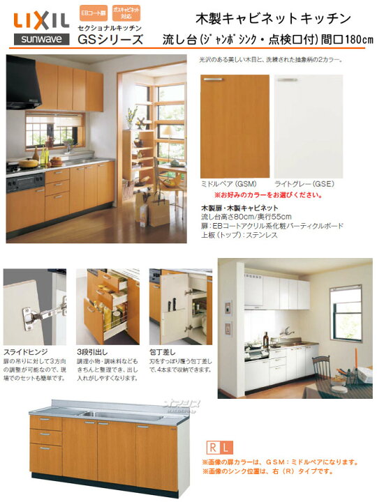 リクシル 木製キャビネットGSシリーズ 流し台 GSM-S-150MXTR 未使用品