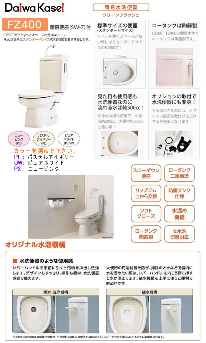 【楽天市場】簡易水洗便器 ソフィアシリーズ FZ400-H17-(P2・PI 