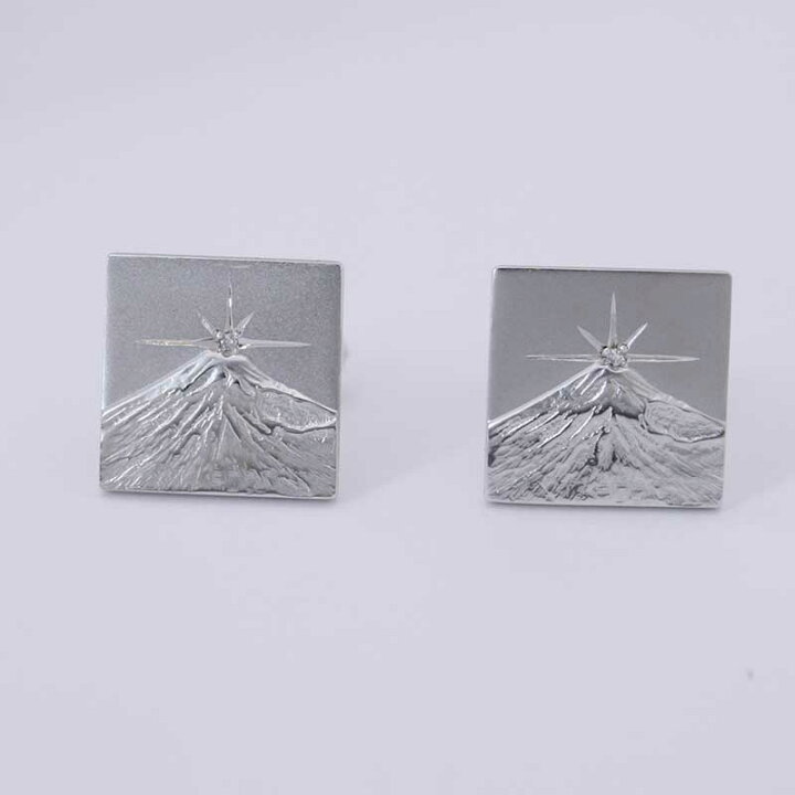 楽天市場】カフスボタン 富士山 シルバー カフスリンク ダイヤモンド 