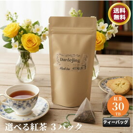 【お買い物マラソン】 紅茶 ティーバッグ 10TB x3 合計30TB プチギフト メッセージ 選べる 3種類選べる テトラ型 ティーバッグ ダージリン ニルギリ アッサム ウヴァ キャンディ キーマン ジップ付き スタンドパック アールグレイ