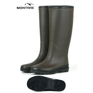 【送料無料】痛くない柔らか ラバーブーツ 防寒ジョッキー ブーツ アキレス モントレ FB182 DBR MONTRRE 婦人 レディース 長靴 アウトドア レイン ロング ブーツ ゴム長