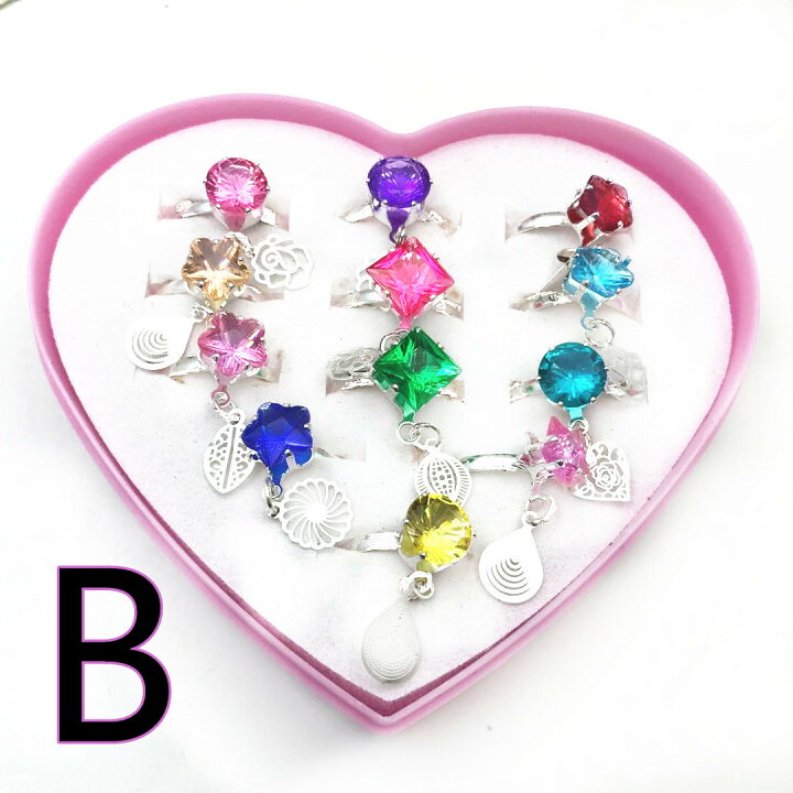 楽天市場 送料無料 キッズ アクセサリー リング 指輪セット おもちゃ 子供 女の子リング かわいい指輪 宝石 サイズ調節でき お祭り ハロウィン クリスマス リング12個セット 美麗屋オシャレハウス