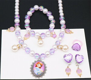 送料無料 キッズ アクセサリー イアリング キッズネックレス アナと雪の女王 アクセサリー 4点セットエルサドレス 子供 キッズ ブレスレット バースデー プレゼント フォーマル ヘアバンド