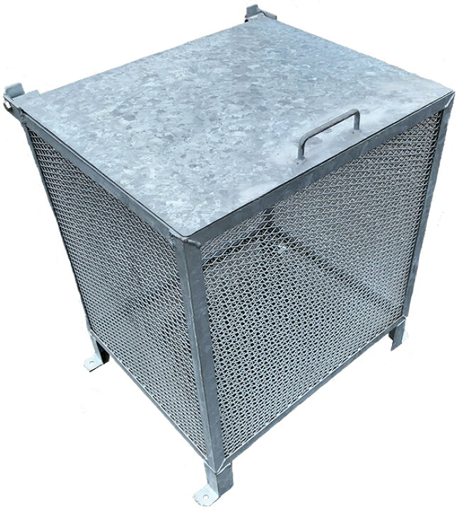 楽天市場 送料無料 大容量 ゴミ箱 W600xh700xd500mm ゴミステーション 家庭用 室外用 アパート マンション 収集箱 収集所 集積所 鉄 かな網 金網 大容量 ダストカーゴ ゴミストッカー 屋外用 フタ付き オバリサインshop