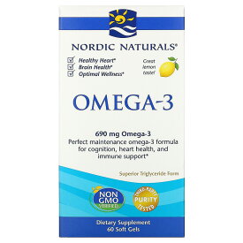 【送料無料】ノルディックナチュラルズ Nordic Naturals オメガ3 レモン 690mg ソフトジェル60粒 ビタミン サプリメント 健康食品 アメリカ直送