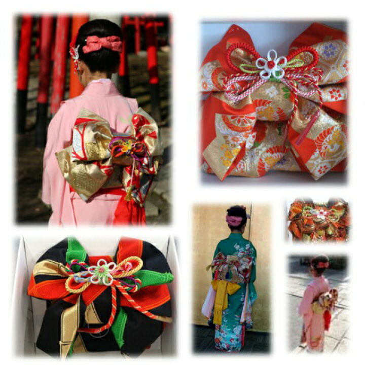 七五三 ジュニア帯 豪華大人用袋帯からの作り帯 1点物 だらり帯 鶴柄 