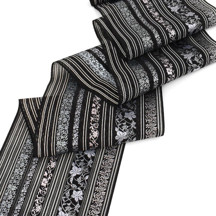 楽天市場 夏帯 博多帯 黒木織物 謹製 葡萄唐草 黒 本場筑前博多織 金印 正絹 八寸名古屋帯 黒 帯専門店おびや お仕立て代込 送料代引き無料 商品番号 1860 帯専門店おびや