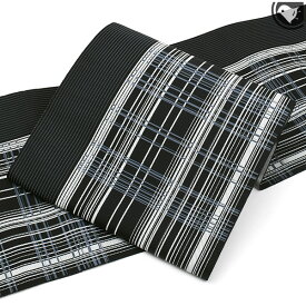 博多帯 名門 協和織 謹製 翁格子 八寸 名古屋帯 黒 正絹 日本製 【帯専門店おびや】お仕立て代込！送料・代引き無料！[商品番号：19377]