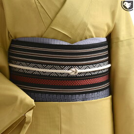 ＜お仕立て上がりスグの発送OK！＞(単衣/夏) 博多帯 黒木織物 謹製 献上枠文 本場筑前博多織 金印 正絹 八寸 名古屋帯帯 夏博多帯 浴衣にも◎お仕立て込！送料代引き無料！[商品番号：21078]