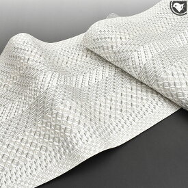 博多帯 大倉織物「誠之輔」謹製 琥珀織 八寸 名古屋帯 // 白 正絹 日本製 // 小紋・御召・紬 // 名古屋帯・博多帯が充実！【帯専門店おびや】送料・代引き無料！[商品番号：20710]