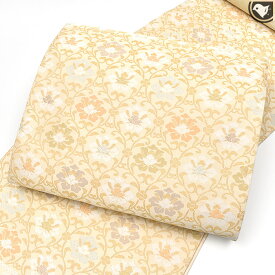 西陣織 名門 藤原織物 しょうは織 正倉院草花文 九寸 名古屋帯 正絹 日本製 送料・代引き無料！[商品番号：21760]