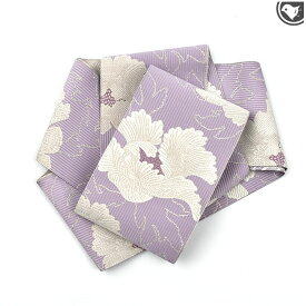 半幅帯 本場筑前博多織 老舗機屋 謹製 白牡丹 両面柄 金印 正絹 日本製【帯専門店おびや】送料・代引き無料！[商品番号：21763]