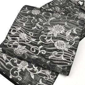 西陣織 華翔苑 謹製 “銀彩 唐花文様”九寸 名古屋帯(オールシーズン帯) 正絹 日本製 お仕立て付・送料・代引き無料！[商品番号：21948]