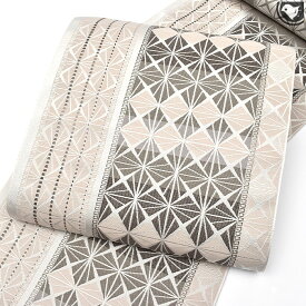 博多帯 本場筑前博多織 麻の葉文様 金印 八寸 名古屋帯 日本製【帯専門店おびや】お仕立て付！送料・代引き無料！[商品番号：21955]