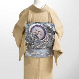 夏 本麻 栗山吉三郎 謹製 和染紅型 “アザミ” 袋帯【帯専門店おびや】お仕立て代込！送料 代引き無料！[商品番号：22389]
