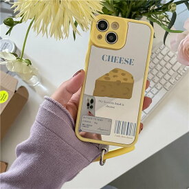 iphoneケース 韓国 大人可愛い アイフォンケース【iPhone 13 対応】pro チーズ ミラー リング ストラップ ケース バーコード アイフォン 韓国 人気