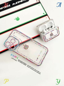 iphoneケース 韓国 大人可愛い アイフォンケース 各機種対応 iPhone14 クリア レインボー アップル アイフォン スマホケース (N1075)