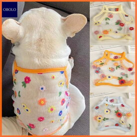 ペット 犬 猫 シースルー 刺繍 お花 キャミ 人気 春 夏 服