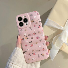 iPhone13 iphone 12pro ピンク 人気 韓国 かわいい エアー 空気 スマホ ケース pink 小花 ダウンジャケット