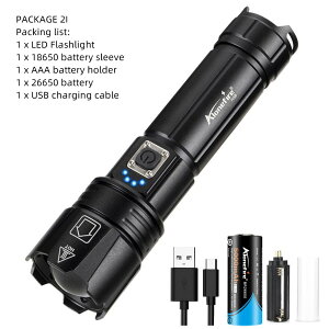 AloneFire H38 XHP70.2 LED �����d�� 30W �Y�[�� USB�[�d�� 5���[�h �n���f�B���C�g �A�E�g�h�A �L�����v �o�R �ނ� ��� �h�� �����h�� 26650�o�b�e���[�Ή� �A���~�����{�f�B