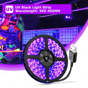 UV LED�e�[�v���C�g USB DC5V 395-405nm �u���b�N���C�g ���O�� SMD2835 60LED/m ���ʃe�[�v�t�� �t���L�V�u�� �u�� �p�[�e�B�[ ���� �y�b�g���ꌟ�o
