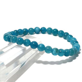 天然石 パワーストーン ネオンブルー アパタイト ブレスレット 約6mm玉 内周：約16〜16.5cm ※サイズ調整小さくするのみ可・ワイヤー変更可 レディース メンズ 勝負 恋愛