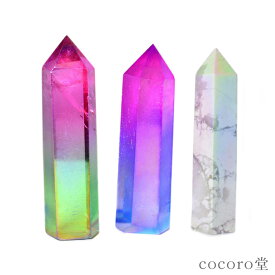 天然石 パワーストーン 【次回入荷未定】 オーラ ポイント 置き物 ※3種類から選べる ※キズ・欠けあり サイズ：高さ約69〜84mm 重さ：約33〜62g ピンク×ブルー ピンク×グリーン 水晶 ハウライト レディース メンズ 勝負 恋愛 【メール便不可】