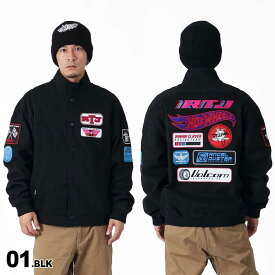 全品10％OFF券配布 VOLCOM/ボルコム メンズ ジャケット A1632302 Run The Jewels X HOT WHEELS コラボ PATCH JACKET ワッペン 上 アウター ボタンブラック ジャケット 男性用 ブランド