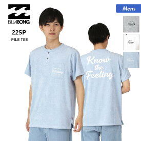 【SALE】 BILLABONG/ビラボン メンズ パイル地 Tシャツ BC011-304 ティーシャツ はんそで ヘンリーネック ロゴ バックプリント 男性用