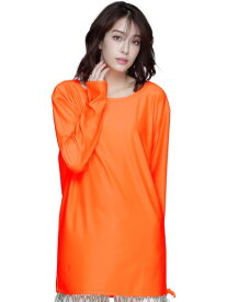 お尻まで隠れる オーバーサイズ ラッシュガード おしゃれ Tシャツ レディース 長袖 UPF50＋ UV UVカット ママ 水着 体型カバー フィットネス スポーツ ヨガ サップ サーフィン 海 ビーチ レジャー リゾート 日焼け防止 オレンジ ブルー タイダイ IF-141 《均一》《LDYR》
