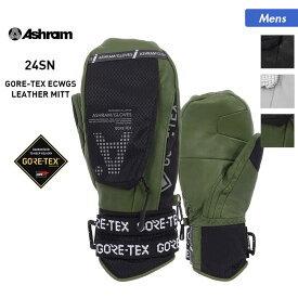 ASHRAM/アシュラム メンズ GORE-TEX ミトン スノーグローブ ECWGS_LEATHER_MITT ゴアテックス スノーボード スキー ウインタースポーツ 防寒 手袋 手ぶくろ ポケット付 グローブ 男性用 ブランド