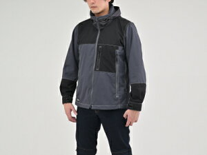 DAYTONA デイトナ バイク用 ジャケット 春夏秋 薄型プロテクター(ヒジ/背中)付属 CEレベル1 簡易防水 防風 大型エアベンチ CPS規格対応 DJ-002 エアインテークパーカー ブラック/グレー Lサイズ 3730