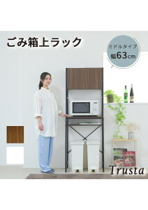 カラー:BKBR ブラック/ブラウン ゴミ箱上収納 ラック キッチン 隙間収納 幅63 奥行40 高さ170 キッチンラック レンジ 台 炊飯器 食器 棚 ゴミ箱収納 扉付 木製 シンプル ホワイト ブラウン JK-PLAN