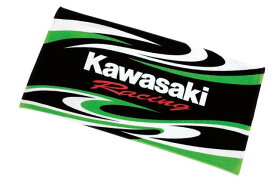 Kawasaki カワサキ 純正レーシングバスタオル ブラック／グリーン J7005-0052