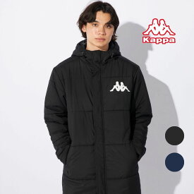 Kappa メンズ ベンチコート ロングコート ブラック ネイビー スポーツコート スタジアムコート レディースベンチコート 男性 フードコート 防寒 メンズコート フード付きコート スポーツアウター 冬 フード付き