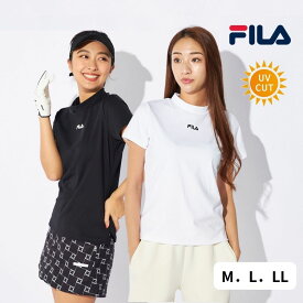 フィットネスウエア レディース UVTシャツ 半袖モックネックシャツ トレーニングウェア Tシャツ FILA フィラ 無地 おしゃれ シンプル ホワイト ブラック インナー UVカット ヨガ ジム カジュアル M L LL 半袖 412920