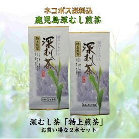 お茶 茶 深むし茶 深蒸し茶 送料無料 お茶のぶどう園 深むし茶 紫 特上煎茶 100g×2本 セット 深むし 日本茶 緑茶 煎茶 鹿児島茶 ギフト プレゼント 贈り物 お歳暮 お中元 土産 煎茶 母の日 父の日 御挨拶 濃いごいと 敬老の日 祝敬老