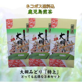 お茶 茶 緑茶 送料無料 お茶のぶどう園 大綱みどり 特上 100g × 3本 セット 日本茶 鹿児島茶 煎茶 茶葉 鹿児島 薩摩川内 さつま つん 川内大綱引 ギフト プレゼント 贈り物 お歳暮 お中元 土産 母の日 父の日 御挨拶 敬老の日 祝敬老