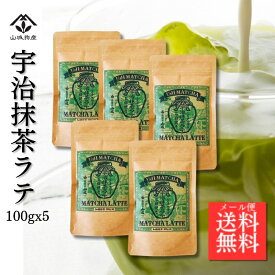 抹茶ラテ 宇治抹茶ラテ 京都府産抹茶 宇治抹茶ラテ(100g×5個) 粉末 ラテ グリーンティー 抹茶パウダー 石臼挽き 加糖抹茶 山城物産 お抹茶 お徳用 製菓 送料無料