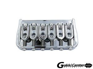 Hipshot 6 String Fixed Guitar Bridge, Chrome, 0.175