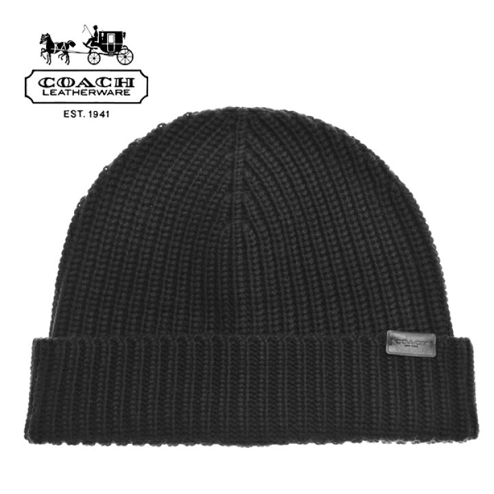楽天市場 コーチ メンズ ニット帽 Coach Mens F メリノウール 帽子 ニットキャップ 黒 ブラック リブ ニット ハット Rib Knit Hat アウトレット Calimart カリマート