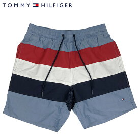 トミーヒルフィガー 水着 TOMMY HILFIGER 海パン メンズ 紳士用 スイムウェア ショーツ パンツ フラッグ ライトブルー