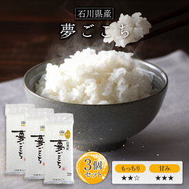 令和6年(2024年) 石川産 夢ごこち 白米 300g(2合) × 3パック l 真空パック 石川県 国産 お米 白米 オコメール ギフト プレゼント 送料無料