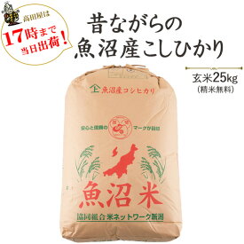 令和5年産貴重なお米昔ながらの魚沼産こしひかり玄米25kg / 白米4.5kg×5袋(精米無料)【送料無料】(一部地域を除く)【あす楽対応_本州】【あす楽対応_関東】【あす楽対応_四国】